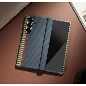 szhaiyu | Carbon Fiber Phone Case For Samsung Galaxy Z Fold 8 7 6 5 4 Ultra with Front Tempered Glass Flim Ring Holder Kickstand Cover