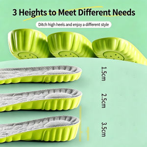 1Pair Height Increase Insoles Breathable Anti-Odor Insole Shock Absorbing Shoe Sole Soft Comfortable Sports Insole Air Insole