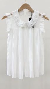Embellished Collar Pleated Top