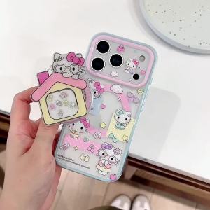Sanrio | Ốp Điện Thoại Hoạt Hình Hello Kitty Cho iPhone 17/16/15 Pro Max Tích Hợp Giá Đỡ Từ Tính 2 Trong 1 Chống Sốc Chống Trượt Chống Xước