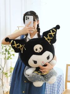 Cute Cartoon Black Gold Kuromi Plush Toy with Dress  Melody Doll Sanrio Doll Valentines Day Gift for Girls