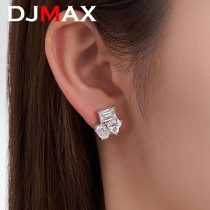 DJMax Fashion Moissanite Diamond Stud Earrings For Women S925 Sterling Silver Jewelry Ladys Engagement Moissanite Stud Earrings