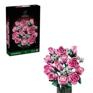 3D Artificial Flowers Rose Orchid Potted Plant DIY Building Blocks Set Eternal Love Flower Bouquet Model Home Decor Party Gift