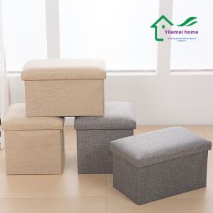 Foldable Storage Bench Adult Seater Creative Sofa round Foot Fabric Storage Box Shoe Changing Stool Korean Style Rectangular Face