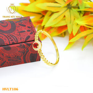 Lắc Tay Nữ Vòng Tay Kim Tiền Cứng Mặt Đính Đá Trắng Titan Xi Mạ Vàng Non 10k 18k 24k Thật Cao Cấp - Trang Sức Hava Hong Kong