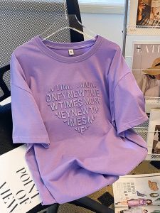Cotton T-Shirt for Women Loose Style Short Sleeve Summer Wardrobe Essential Versatile Casual Apparel Large Size Available