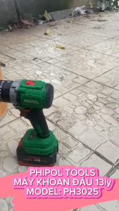 Máy khoan pin đầu kẹp 13 ly PHIPOL 3 chế độ khoan vít búa động cơ không chổi thân chân pin phổ thông