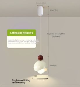 French Cream Style Restaurant Bedroom Bedside Long-line Ceiling Lighting Ambient Lamp That Can Be Raised and Suspended - E27
