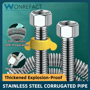 304 Stainless Steel Corrugated Pipe 1/2 Inch Universal Water Heater Hose Hot and Cold Water Inlet Pipe Explosion Proof Metal Tube