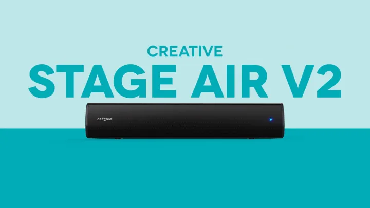 Creative Stage Air / V2 Compact Under-Monitor USB Soundbar for PC, with Bluetooth 5.3, Dual-Driver and Passive Radiator