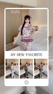 Bộ pijama nữ áo cộc tay quần dài nhiều màu chất lụa satin cao cấp Xumaki Store S060211