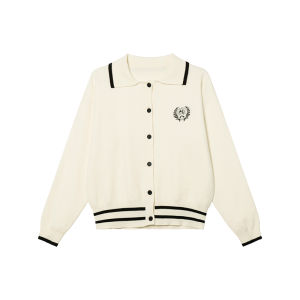 NIHAOKANONG | Áo Sweater Knit Rộng Thêu Biển Hiệu Phong Cách Học Đường Cổ Điển