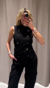 Guobioziy Womens Shirt 2026 Summer New Fashion Casual Sleeveless Slim Fit with Metal Buttons Elegant and Chic Womens Top Vest