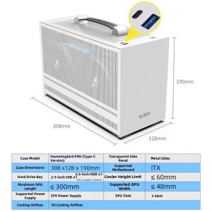 Pccooler | Mini Portable Desktop ITX Computer Case white