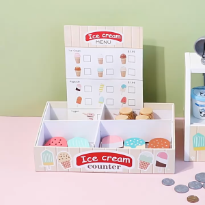 Ice Cream Bar Counter Wooden Toys Children Preschool Kids Play Birthday Gifts Toy