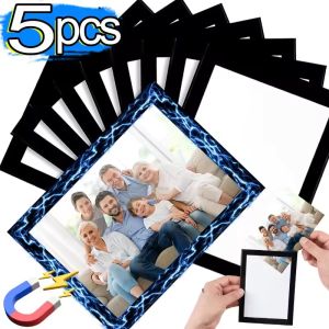 5Pcs Magnetic Self-adhesive Photo Art Wall Sticker Picture Frames Wall Photocard Holder Display Decor For Refrigerator Wall Decor