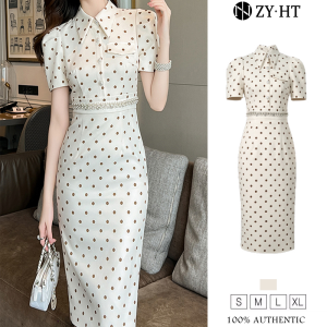 ZYHT EraVogue Womens Dress Cream Dress Polka Dot Dresses Work Dresses Hi-so Dresses Vintage Dresses Work Dresses Party Dresses Evening Dresses 50966