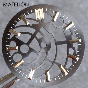 Skeleton Watch Dial Hollow out for NH35 NH36 NH38 NH70 NH71 NH72 4R35 4R36 Movt Metallic Markers 29mm Watch Face Silver Black