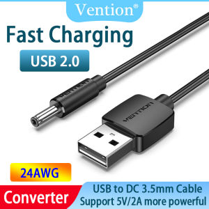 Vention USB-C 2.0 สายชาร์จ USB และดีซีสำหรับผู้ชาย 3.5มม. สายเชื่อมต่อสัญญาณ5V/2.0A อะแดปเตอร์เครื่องชาร์จอูปกรณ์สำหรับฮับพัดลม USB สายไฟ (สีดำ/สีขาว)
