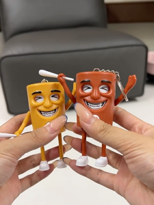 Gantungan Kunci Tukar Muka TungTungTung Stick Man Face-Changing Keychain Cute Press Toy Expression