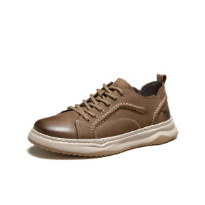 Camel Mens Shoes Genuine Leather Winter Retro Matte Cowhide Casual Shoes Versatile Workwear Slip-On round Toe Rubber Sole