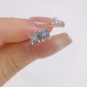 LAZO DIAMOND Barrel Miracle Diamond Stud Earrings in 375/9K White Gold