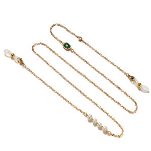 Simple Pearl Gem Sunglasses Sunshade Chain Fashion Metal Mask Chain Glasses Chain Charm Metal Lanyard Glasses Frame Rop