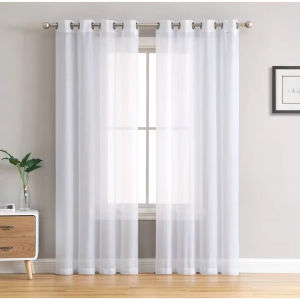 Louver Lace Aesthetic Curtain For Living Room With Ring Sheer Elegant Curtain For Bedroom 5.2FT/5.9FT/7.2FT/8.2FT/9FT/9.9FT
