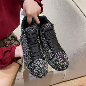 Fashion Sneakers Women Trend 2026 New Spring Autumn Platform Lace Up Rhinestone Women Casual Shoes Fashion Shiny Ladies Shoes