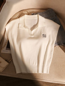 เสื้อกั๊กคอโปโลถักแขนสั้นทรงสลิมฟิตสำหรับผู้หญิง ฤดูร้อน 2025 ใหม่ เสื้อยืด แขนสั้น คอโปโล แขนสั้น แขนสั้น แขนสั้น