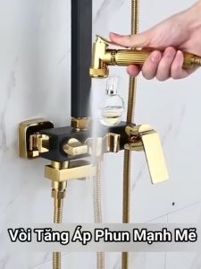 Bộ sen cây tắm đứng nóng lạnh HODABOSS cao cấp màu vàng đenSen cây củ sen bằng đồng nguyên khối
