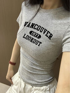 Áo Thun Tay Ngắn Màu Trơn Cạp Cao Phong Cách Ngọt Ngào Dành Cho Nữ Mùa Xuân Hè 2025 Áo Phông Cotton Co Giãn Thoải Mái Thường Ngày