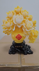 Tượng Hoa Mẫu Đơn Hoa Phú Quý Phong Thuỷ Chất Liệu Bột Đá Cao Cấp đặt bàn thờ thần tài tủ thờ