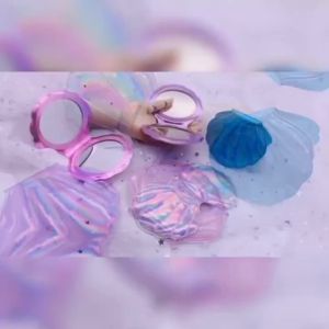 Shell Mirror Cermin Kaca Kerang Laser Dreamy Gadis Cermin Hati Cermin Kecil Cermin Rias Dua Sisi Portabel-🌹Tamia