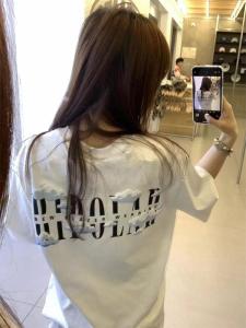 100% Pure Cotton American Style Short Sleeve T-Shirt Womens Spring Summer Loose Print High Quality Couple Tops Korean Style