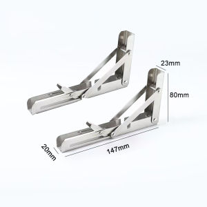 6 Folding Shelf Bracket Save Space Wall Mounted Collapsible Table Bracket Stainless Steel Triangle Folding Angle Shelf Bracket