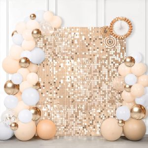 ฉากหลังติดผนังประกายแชมเปญ12ชิ้น/เซ็ตแผ่นเลื่อมสี่เหลี่ยมขนาด12นิ้วสำหรับงานเลี้ยงวันเกิดงานแต่งงานของเด็ก