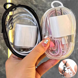 2 cái hộp trong suốt Móc Khoá dạng túi lưu trữ trường hợp hộp sắp xếp đồ lưu trữ Pouch trang sức Ví dày Đồ chơi búp bê Túi Quà Tặng Đen