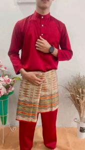 1 Set Baju Melayu Pria/Teluk Belanga Modern/Set Baju & Celana - Bahan Satin Premium