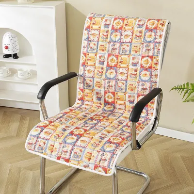 Pure Cotton Office Chair Seat Cushion Backrest Pad Integrated Home Dining Table Chair Mat Long Rectangle Modern Simple Style