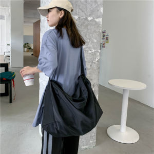 South Korea Influencer Picks Big Orange Nylon Messenger Bag Female Ins Fashion Large Capacity Short Trip Bag Gym Bag