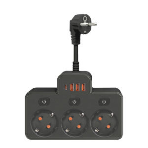 EU AC Plug Power Strip Wall Mounted Independent Switch Multitap Socket Network Filter With USB Charging Network Filter Adapter