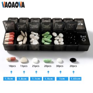 1 Set 7 Day Pill Organizer 2 Times A Day Large Weekly Pill Box Medicine Case Pill Container For Fish Oil Supplements Vitamin
