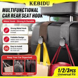 KEBIDU 2pcs Ultra Fine Fiber Leather Car Seat Metal Hook Backrest Double Hook Seat Backrest Hook Suede Hook Car Accessories Interior