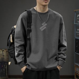 Spring and Autumn Pure Cotton Long Sleeves T-Shirt Men Loose Fashion Brand T-shirt Ins American Couple Print Crew Neck Casual Sweatshirt