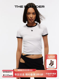 the Blender Color Block Short Sleeve Womens T-shirt Knitted Top 2 Pieces 5 Discount White Female Upper Apparel Summer Basic