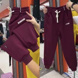 กางเกงวอร์มทรงหลวมเอวสูงปักลายสไตล์ฮาราจูกุ กางเกงขายาวลำลองผ้าฝ้ายผสมโพลีเอสเตอร์ ทรงหลวมสบายๆ สำหรับผู้หญิง