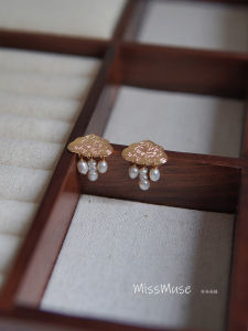 Elegant Natural Freshwater Pearl Earrings Vintage Chinese Style Gentle 925 Silver Needle Womens Fashion Jewelry Cloud Design