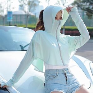 Ice Silk Womens Sun Protection Clothes Cowl Neck Summer New Style UV Protection Breathable Spring Autumn Winter Outdoor Activities