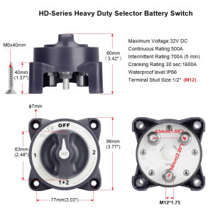 350A 2 3 4 Position Power Switch Marine Battery Mass Switch Disconnect Isolator Switch With Luminous AFD For RV Camper Truck